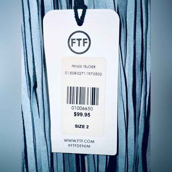 NWT Fashion to Figure Ruthie Fringe Denim Trucker Jacket. Plus size 2 avail - Picture 11 of 16